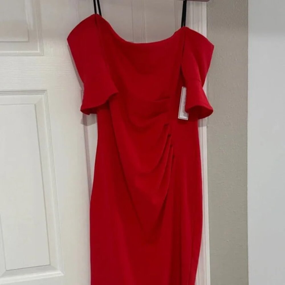 Elegant Red Off-Shoulder Dress NWT
